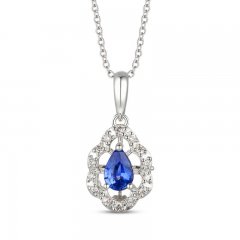 Le Vian Diamond & Sapphire Necklace 1/6 ct tw 14K Vanilla Gold 18"