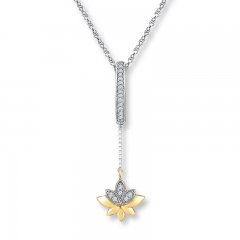 Lotus Necklace 1/20 ct tw Diamonds Sterling Silver/10K Gold