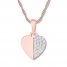 Diamond Heart Necklace 1/10 ct tw Round-cut 10K Rose Gold