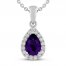 Amethyst & White Lab-Created Sapphire Necklace Sterling Silver 18"