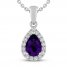 Amethyst & White Lab-Created Sapphire Necklace Sterling Silver 18"