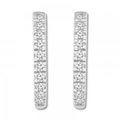 Diamond Hoop Earrings 1/5 ct tw Round-cut Sterling Silver