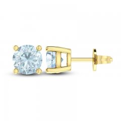 Aquamarine Solitaire Earrings 10K Yellow Gold