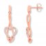 Diamond Heart Earrings 1/8 ct tw Round-cut 10K Rose Gold