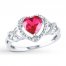 Lab-Created Ruby Ring 1/10 ct tw Diamonds Sterling Silver