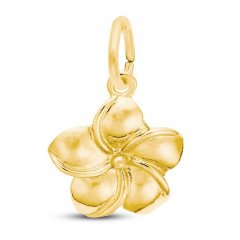 Plumeria Flower Charm 14K Yellow Gold