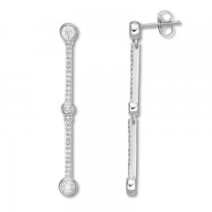 Diamond Drop Earrings 1/4 ct tw Round-cut 10K White Gold