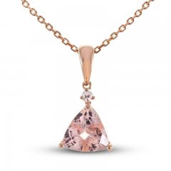 Morganite & Diamond Accent Necklace 10K Rose Gold 18"