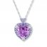 Amethyst Heart Necklace Tanzanites & Diamonds 10K White Gold