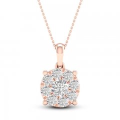 Diamond Halo Necklace 1 ct tw Round-Cut 10K