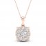 Diamond Halo Necklace 1 ct tw Round-Cut 10K