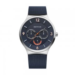 BERING Men's 33441-307 Classic Stainless Chrono Blue Mesh Strap Watch