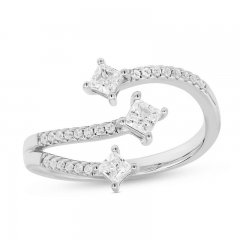 Three-Stone Diamond Ring 1/2 ct tw Princess/Round-Cut 10K White Gold