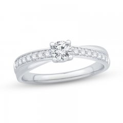 Gender Neutral Diamond Engagement Ring 5/8 ct tw Round-cut 14K White Gold