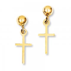 Cross Earrings 14K Yellow Gold