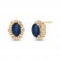 Blue Sapphire & Diamond Earrings 1/15 ct tw 10K Yellow Gold