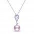 Pink Cultured Pearl & White Topaz Necklace Sterling Silver 19"