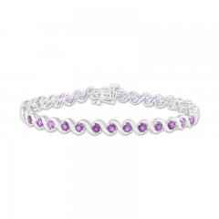 Amethyst Line Bracelet 10K White Gold 7.25"