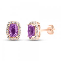 Amethyst Earrings 1/6 ct tw Diamonds 10K Rose Gold