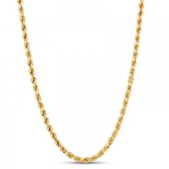 Men's Hollow Rope Chain 2.9-3.0mm 14K Yellow Gold 18"