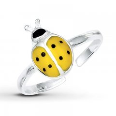 Ladybug Toe Ring Yellow/Black Enamel Sterling Silver