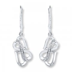 Infinity/Heart Earrings 1/15 ct tw Diamonds Sterling Silver