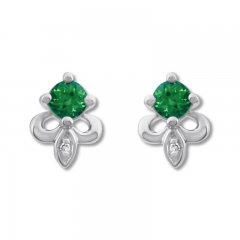 Lab-Created Emerald Earrings Diamond Accents Sterling Silver