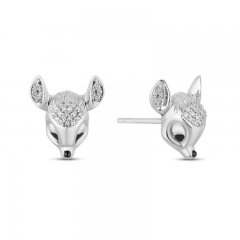 Disney Treasures Bambi Diamond Stud Earrings 1/10 ct tw Round-Cut Sterling Silver