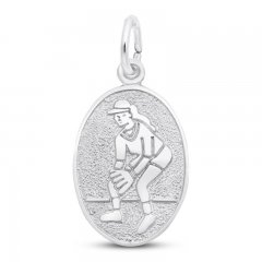 Female Softball Player Sterling Silver Charm