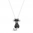 Black Cat Necklace 1/3 ct tw Diamonds 10K White Gold