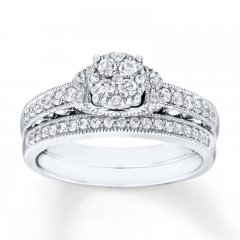 Diamond Bridal Set 1/2 ct tw Round-cut 10K White Gold