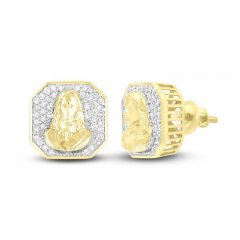 Men's Diamond Christ Earrings 1/4 ct tw 10K Yellow Gold