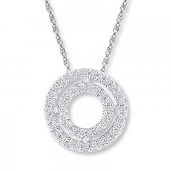 Circle Necklace 1/15 ct tw Diamonds 10K White Gold