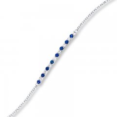 Lab-Created Sapphires Sterling Silver Bar Bracelet