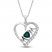 Lab-Created Emerald & White Lab-Created Sapphire 'Mom' Heart Necklace Sterling Silver 18"