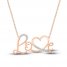 Diamond Love Necklace 1/15 ct tw Round-cut 10K Rose Gold 18"