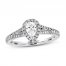 Diamond Engagement Ring 3/4 ct tw Pear/Round 14K White Gold