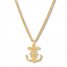 Men's Crucifix Anchor Necklace 10K Yellow Gold 22"