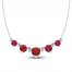 Lab-Created Ruby & White Lab-Created Sapphire Smile Necklace Sterling Silver 18"