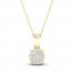 Diamond Halo Necklace 1/10 ct tw Round-Cut 10K Yellow Gold 18"