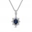 Blue Sapphire & Diamond Necklace 1/15 ct tw 10K White Gold 18"