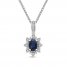 Blue Sapphire & Diamond Necklace 1/15 ct tw 10K White Gold 18"