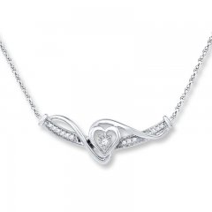 Heart Necklace 1/10 ct tw Diamonds Sterling Silver