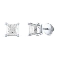 Diamond Solitaire Stud Earrings 3/4 ct tw Princess-cut 14K White Gold