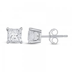 Diamond Solitaire Stud Earrings 3/8 ct tw Princess-cut 14K White Gold