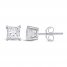 Diamond Solitaire Stud Earrings 3/8 ct tw Princess-cut 14K White Gold