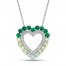 Vibrant Shades Peridot, Lab-Created Emerald, Green Quartz, White Lab-Created Sapphire Heart Necklace Sterling Silver 18"