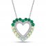 Vibrant Shades Peridot, Lab-Created Emerald, Green Quartz, White Lab-Created Sapphire Heart Necklace Sterling Silver 18"