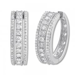 Diamond Hoop Earrings 1/2 ct tw Round-cut 10K White Gold