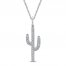 Diamond Cactus Necklace 1/10 ct tw Sterling Silver 18"